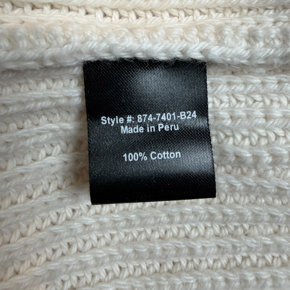 Jenni Kayne Oversized Cotton Fisherman Sweater Classic Ivory M 100% Cotton Knit - Picture 8 of 13